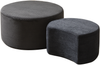 Kaffeetisch-Set, 2-teiliges gepolstertes rundes Kaffeetisch-Set für Wohnzimmer, moderner Beistelltisch/Ottoman, Schaumstoff, Beige Bild 5