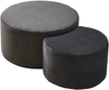 Kaffeetisch-Set, 2-teiliges gepolstertes rundes Kaffeetisch-Set für Wohnzimmer, moderner Beistelltisch/Ottoman, Schaumstoff, Beige Bild 3
