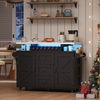 Flieks Küchenwagen Kücheninsel mit klappbarer Arbeitsplatte Marmoroptik & LED-Beleuchtung, (1 St), Servierwagen Küchenschrank mit Weingestell und Gläserhalter Weiß Bild 2