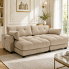 4-Sitzer Sofa m. Hocker+Stauraum, Samt, Getränkehalter, Seitentaschen, Khaki Bild 2