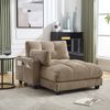 4-Sitzer Sofa m. Hocker+Stauraum, Samt, Getränkehalter, Seitentaschen, Khaki Bild 3