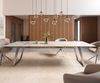 Esstisch Edge 300x100 Keramik Calacatta Luxe Weiß-Gold-Grau Edelstahl Schräg Bild 2