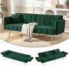 2-Sitzer Schlafsofa B 215 x T 81,5 x H 41 cm aus grünem Velours mit verstellbarer Rückenlehne Bild 2