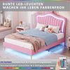 Bett 90x200 cm aus PU-Kunstleder mit LED-Leiste und verstellbarem Kopfteil – kindgerechtes Design in Pink Bild 4