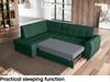 MEBLINI Schlafcouch mit Bettkasten - ASPEN - 236x171x85cm Links - Grün Samt - Kleines Ecksofa mit Schlaffunktion - Sofa mit Relaxfunktion - Kleine Couch L-Form - Eckcouch Bild 5