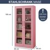 Vitrinenschrank abschließbar AMELIA - Glastüren, 5 Ebenen | Büroschrank aus Stahl Aktenschrank mit Glasfenster Metallschrank Mehrzweckschrank, 185x90x40cm Rosa Bild 2