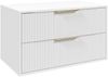 Badplaats Waschbeckenunterschrank Rimini 80 x 46 cm Weiß Matt - Hängender Badezimmerschrank mit 2 Soft-Close Schubladen Bild 1