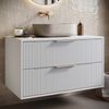 Badplaats Waschbeckenunterschrank Rimini 80 x 46 cm Weiß Matt - Hängender Badezimmerschrank mit 2 Soft-Close Schubladen Bild 2
