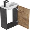 Gäste-WC Waschtisch Set Florence 40x22 cm – Grau mit Kastanie Eiche – Waschbeckenunterschrank mit 1 Tür und Soft-Close Bild 3