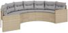 vidaXL Gartensofa mit Tisch und Kissen Halbrund Beige Poly-Rattan 3318519 Bild 4