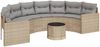 vidaXL Gartensofa mit Tisch und Kissen Halbrund Beige Poly-Rattan 3318519 Bild 2