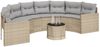 vidaXL Gartensofa mit Tisch und Kissen Halbrund Beige Poly-Rattan 3318519 Bild 3