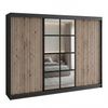 Schwebetürenschrank NORIVO 3-türig Schrank 200 cm (mit Spiegel) Farbe: Schwarz,Weiß,Schwarz,Weiß Bild 2