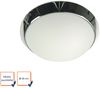 LED Deckenleuchte / Deckenschale rund, Opalglas matt, Dekorring Chrom, Ø 25cm Bild 2