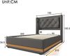 Polsterbett 90×200 cm aus Baumwoll-Stoff mit LED-Beleuchtung & USB-Typ-C-Anschluss, grau Bild 4