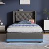 Polsterbett 90×200 cm aus Baumwoll-Stoff mit LED-Beleuchtung & USB-Typ-C-Anschluss, grau Bild 3