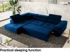 MEBLINI Schlafcouch mit Bettkasten - CARL - 272x202x63cm Links - Blau Samt - Ecksofa mit Schlaffunktion - Sofa mit Relaxfunktion und Kopfstützen - Couch L-Form - Eckcouch - Wohnlandschaft Bild 5