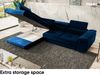 MEBLINI Schlafcouch mit Bettkasten - CARL - 272x202x63cm Links - Blau Samt - Ecksofa mit Schlaffunktion - Sofa mit Relaxfunktion und Kopfstützen - Couch L-Form - Eckcouch - Wohnlandschaft Bild 4