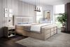 Aspen Boxspringbett mit Schubladen, LED-Beleuchtung, Samt, 180 x 200 cm, Matratze H3/H4, Beige Bild 2