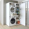 Roomart Waschmaschinenschrank & Trocknerschrank – SERIE DUO-I- 127 cm breit - Trockner auf Waschmaschine – Waschturm / Überbauschrank für Waschküche & Hauswirtschaftsraum – • Weiß Bild 3