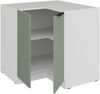 Küchen Eckunterschrank 90x90 cm Küche ARIA Aquamarin ultra matt + Weiss matt, hochwertige Fronten mit Anti Fingerprint Beschichtung Küchenzeile Küchenblock Bild 3