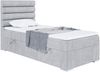 MEBLINI Boxspringbett KARIM 90x200 cm mit Bettkasten - H3/Hellgrau Samt Gepolstert Einzelbett mit Topper & Taschenfederkern-Matratze - 90x200 Links Bild 1