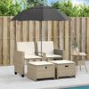 vidaXL Gartensofa 2-Sitzer Sonnenschirm und Hocker Beige Poly-Rattan 365886 Bild 3