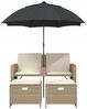 vidaXL Gartensofa 2-Sitzer Sonnenschirm und Hocker Beige Poly-Rattan 365886 Bild 4