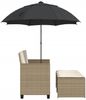 vidaXL Gartensofa 2-Sitzer Sonnenschirm und Hocker Beige Poly-Rattan 365886 Bild 5