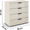 rauch Aditio Box, Kommode, 4 Schubladen, mit Glasfront, mit Softclose-Funktion, Farbe Beige, BxHxT 80x81x42cm Bild 4