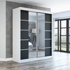 Schwebetürenschrank ERA 2-türig Schrank 160 cm (mit Spiegel) Farbe: Weiß , schwarz Bild 2
