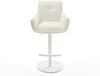 Barstuhl Nela-Flex Bouclé Soft Beige Drehfuß höhenverstellbar Metall Weiß Bild 2
