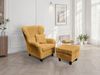 Ohrensessel mit Hocker Landhausstil Polster-TV-Lesesessel in Cord Gold Ockergelb Bild 2