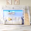 Hochbett mit RGB LED-Streifen, Lattenrost, Treppe, Regal, Rausfallschutz, 90x200cm, Kinderbett, Metallbett, Jugendbett Bild 2