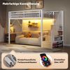 Hochbett mit RGB LED-Streifen, Lattenrost, Treppe, Regal, Rausfallschutz, 90x200cm, Kinderbett, Metallbett, Jugendbett Bild 4
