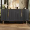 Flieks Sideboard mit 4 Türen Weiß/Schwarz (B152/T40/H75 cm, 1 St, Schrank für Wohnzimmer, Schlafzimmer und Esszimmer), Mehrzweckschrank Kommode mit verstellbare Fußpolstern Bild 2