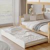 Etagenbett 90×200/120×200 cm mit Rausfallschutz, Ecktreppe und Rollbett, Weiß/Natur, ohne Matratze Bild 4