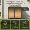 STEELSØN 'Kestra' Mülltonnenbox 2er je 120 Liter, anthrazit mit Holzoptik, Mülltonnenverkleidung aus Stahl, wetterfest, 102x62x117 cm, Müllbox für 2 Tonnen Bild 5