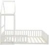 Vente-unique - VARLAINE Bett Holz, Platte Weiß - B 96,5 cm x H 187 cm x L 196,2 cm Bild 4