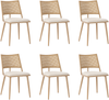Esszimmerstühle, Rattan mit PU-Sitz, Set aus 6, 48x50x80 cm, Beige Bild 5