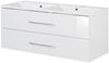 FACKELMANN B.CLEVER Waschbecken mit Unterschrank 120 cm, Weiß, Doppelwaschbecken Gussmarmor Weiß Bild 1