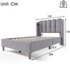 Polsterbett Einzelbett mit USB Typ C Ladefunktion, Bettgestell mit Lattenrost , Gepolstertes bett in Grau,90 x 200 cm Bettrahmen Jugendbett für Schlafzimmer Gästezimmer-Leinenmaterial Bild 2