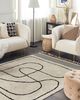 Teppich Baumwolle beige schwarz 140 x 200 cm abstraktes Muster Kurzflor DOKUZ Bild 3