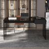 oleyluckidea Schreibtisch Schreibtisch mit Schubladen aus Sicherheitsglas stoßfest Schwarz (Set, ein Tisch), Breite 135 cm Bild 2