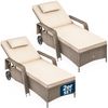 Casaria® Sonnenliege 2er Set mit Rollen Auflage Creme Bild 1
