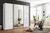 Schwebetürenschrank Kleiderschrank 250 cm Vollausstattung Spiegel Glasfront Weiß Bild 3