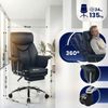 CLP Bürostuhl Dahra Echtleder mit Fußablage höhenverstellbar 360° drehbar,schwarz Bild 2