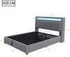 Merax Polsterbett 160*200 cm, mit LED-Beleuchtung und USB-Steckdose, Kopfteil mit Ablagen und Stauraum, mit hydraulischem Stauraum mit Ablagefächern, Doppel-Erwachsenenbett mit Lattenrost, Leinenstoff Grau Bild 4