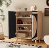 Schuhschrank 76 x 37 x 98,5 cm, MDF in Schwarz/Natur, mit geometrischen Türen und Stauraum Bild 3