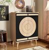 Schuhschrank 76 x 37 x 98,5 cm, MDF in Schwarz/Natur, mit geometrischen Türen und Stauraum Bild 5
